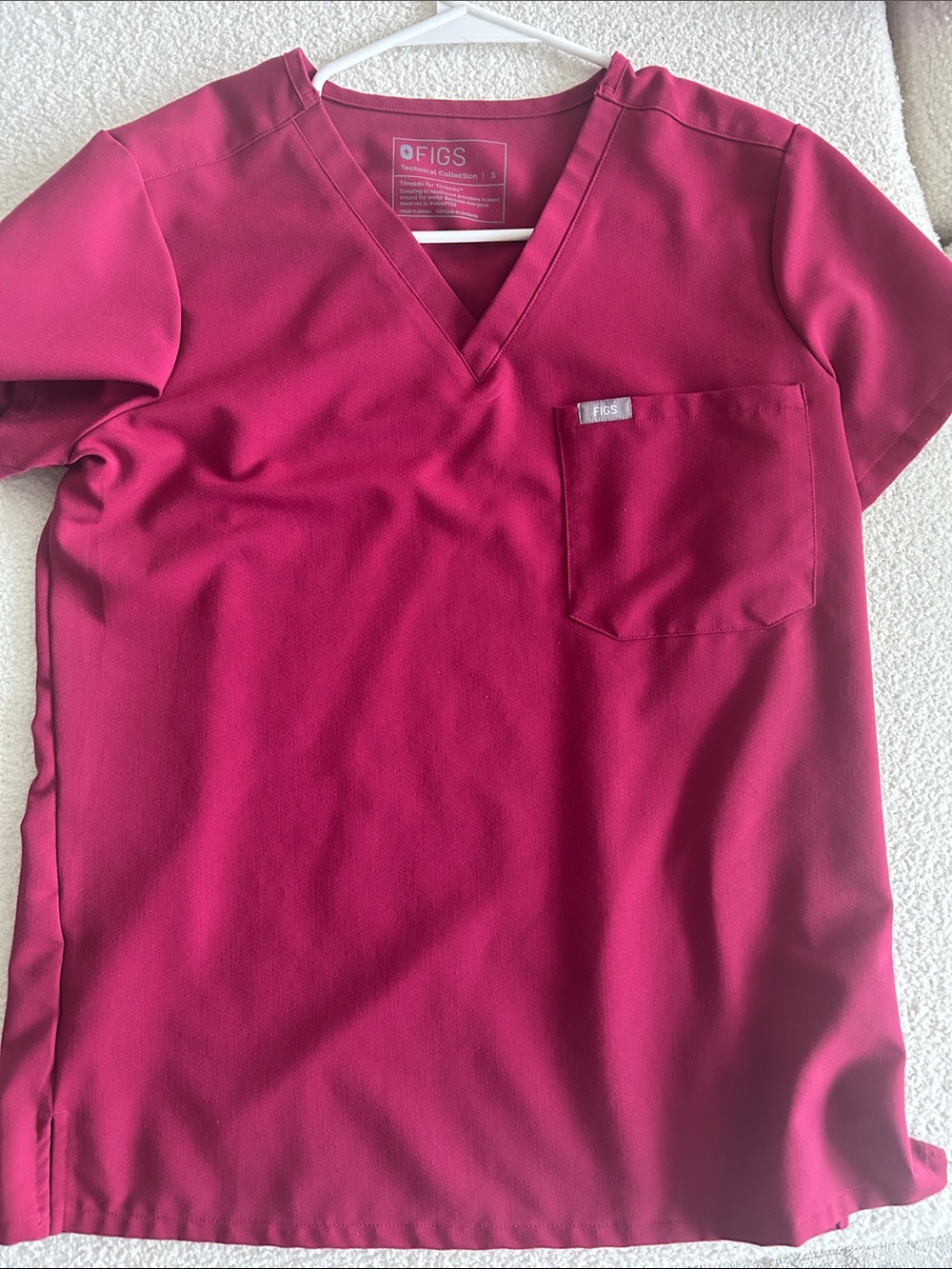 FIGS Women's V-Neck Tunic Top in Raspberry Pink S/R